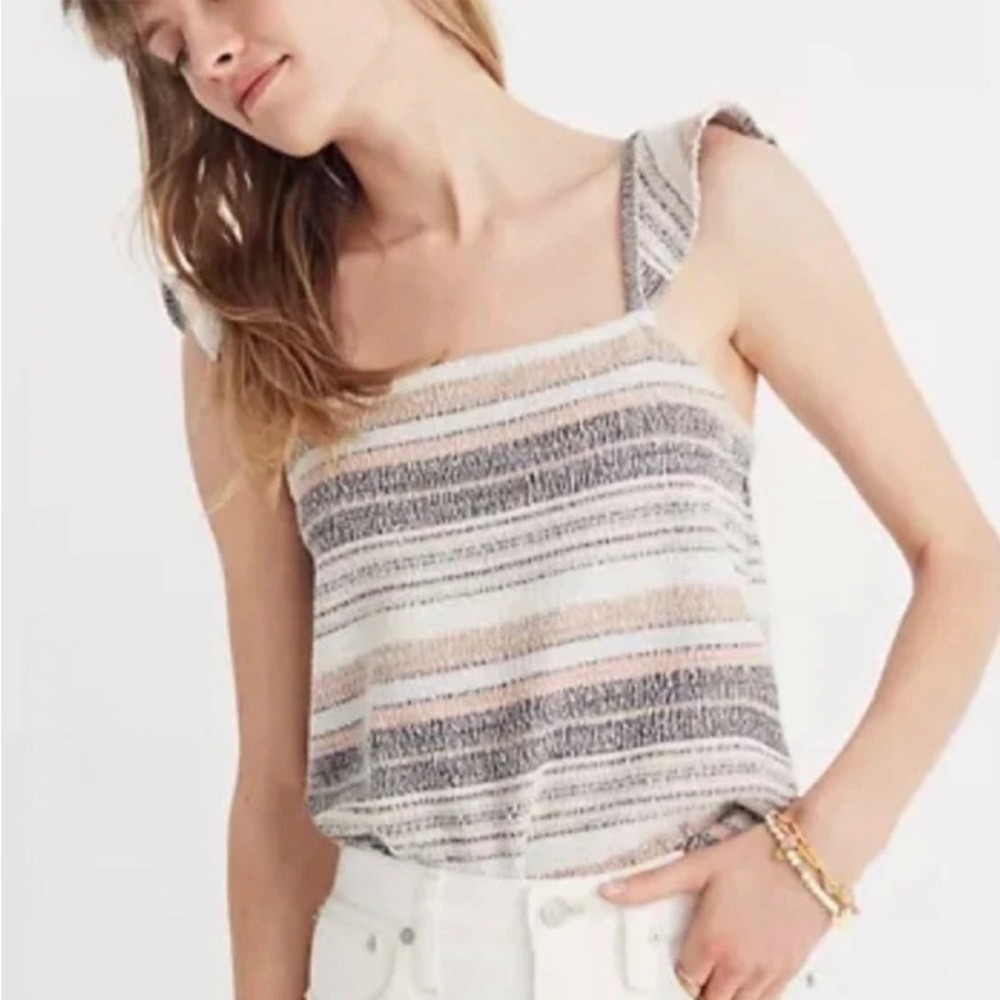 Madewell Ruffle Strap Striped Tank Top
